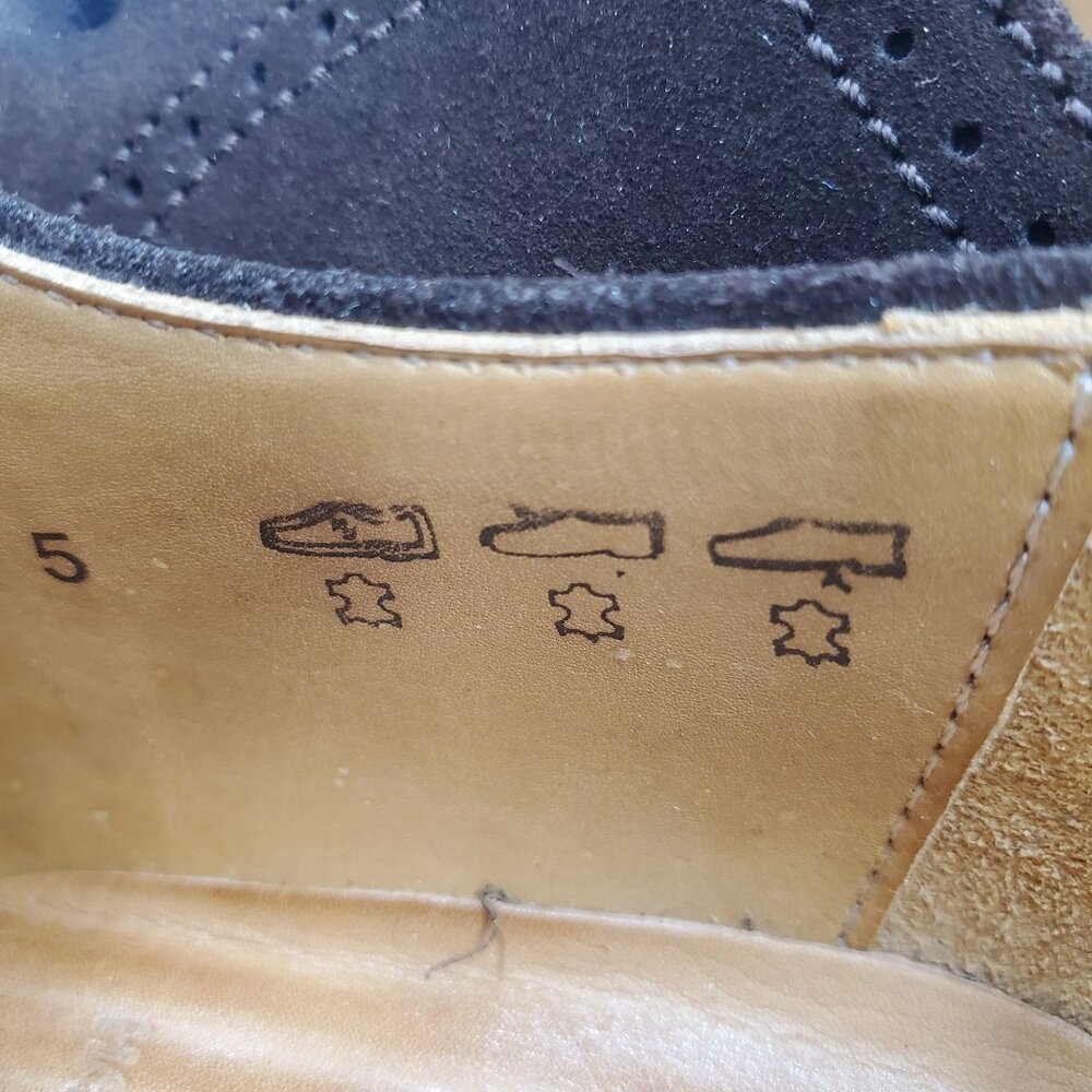 UK England Finsbury Dress Shoes Men's 6.5 Brown Suede Leather Cap-toe Oxfords - Picture 11 of 13